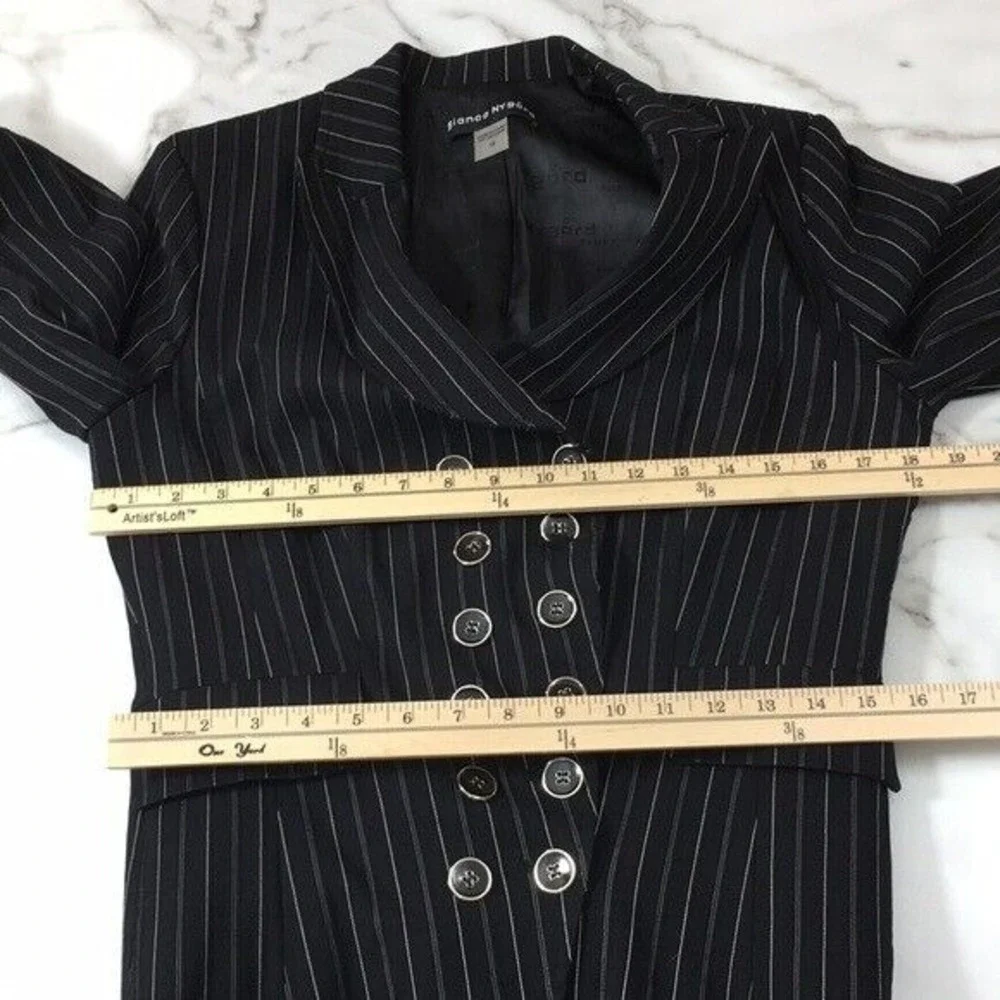 Bianca Nygard‎ Black Striped Blazer Jacket Womens 12 Double Breasted Steampunk